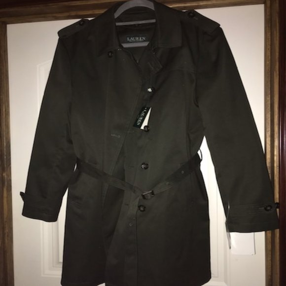 Olive Green Trench Coat - Ralph Lauren 20 regular(Boys) NEW WITH TAGS/NEVER WORN - Picture 1 of 9